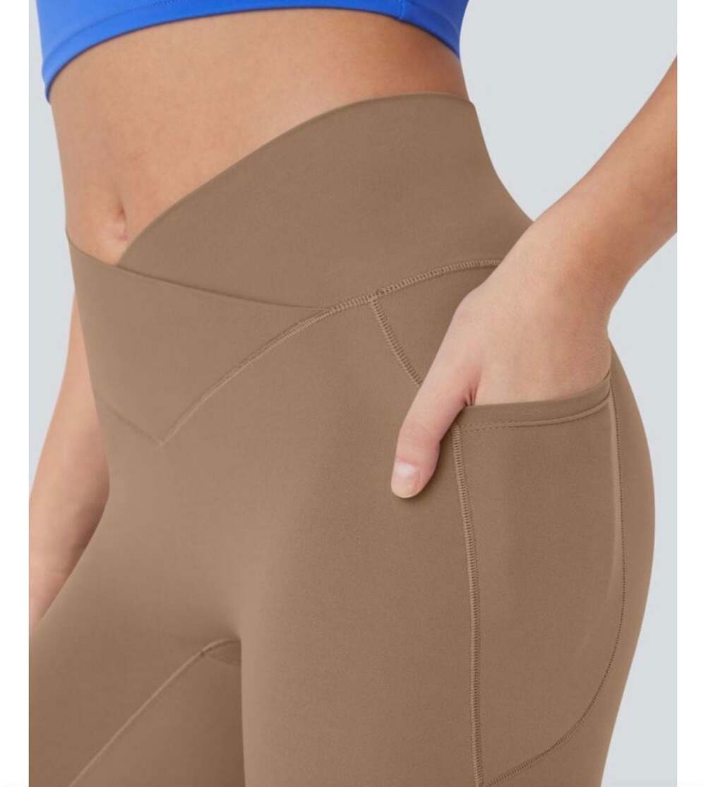 Halara Align High-Rise Cross-Waist Crop Leggings with Pockets